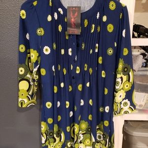 Reborn M. Blue and yellow dress shirt.